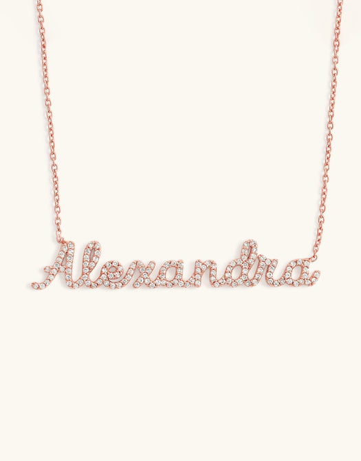 Pave Diamond Custom Name Necklace - Sparkle Society