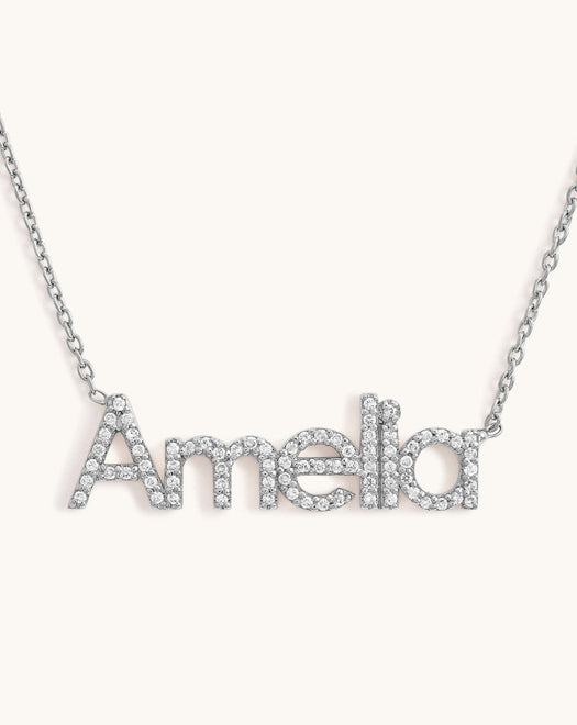 Pave Diamond Custom Name Necklace - Sparkle Society