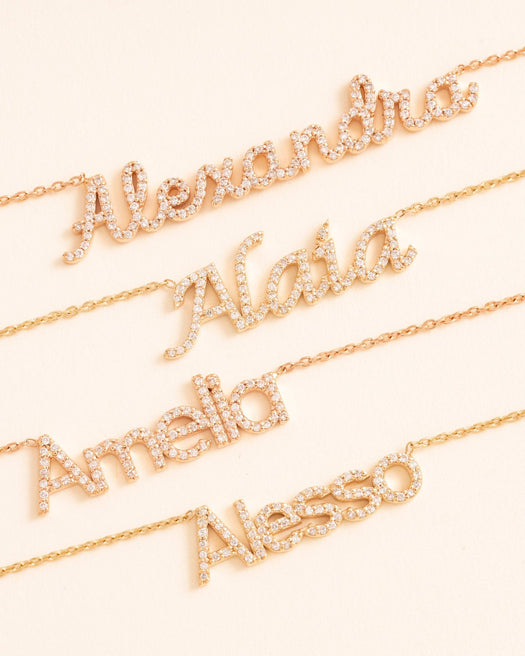 Pave Diamond Name Necklace - Sparkle Society