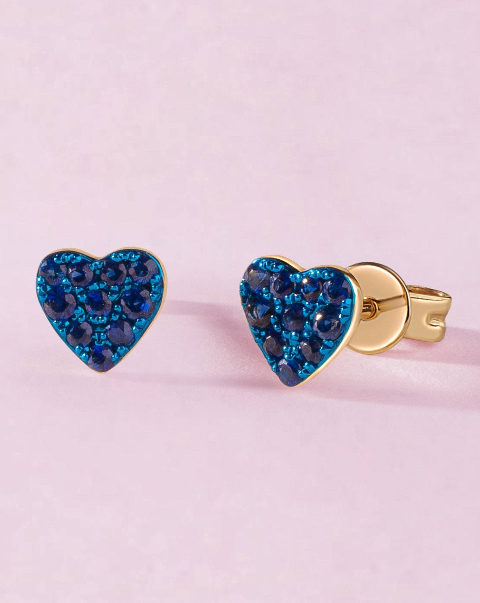 Pave Gemstone Heart Studs - Sparkle Society