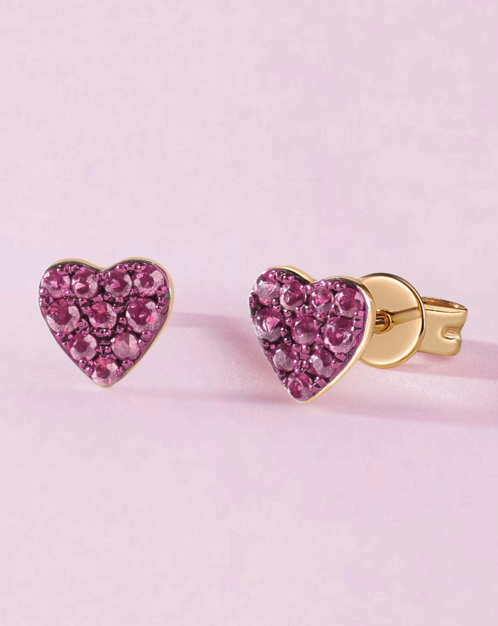 Pave Gemstone Heart Studs - Sparkle Society