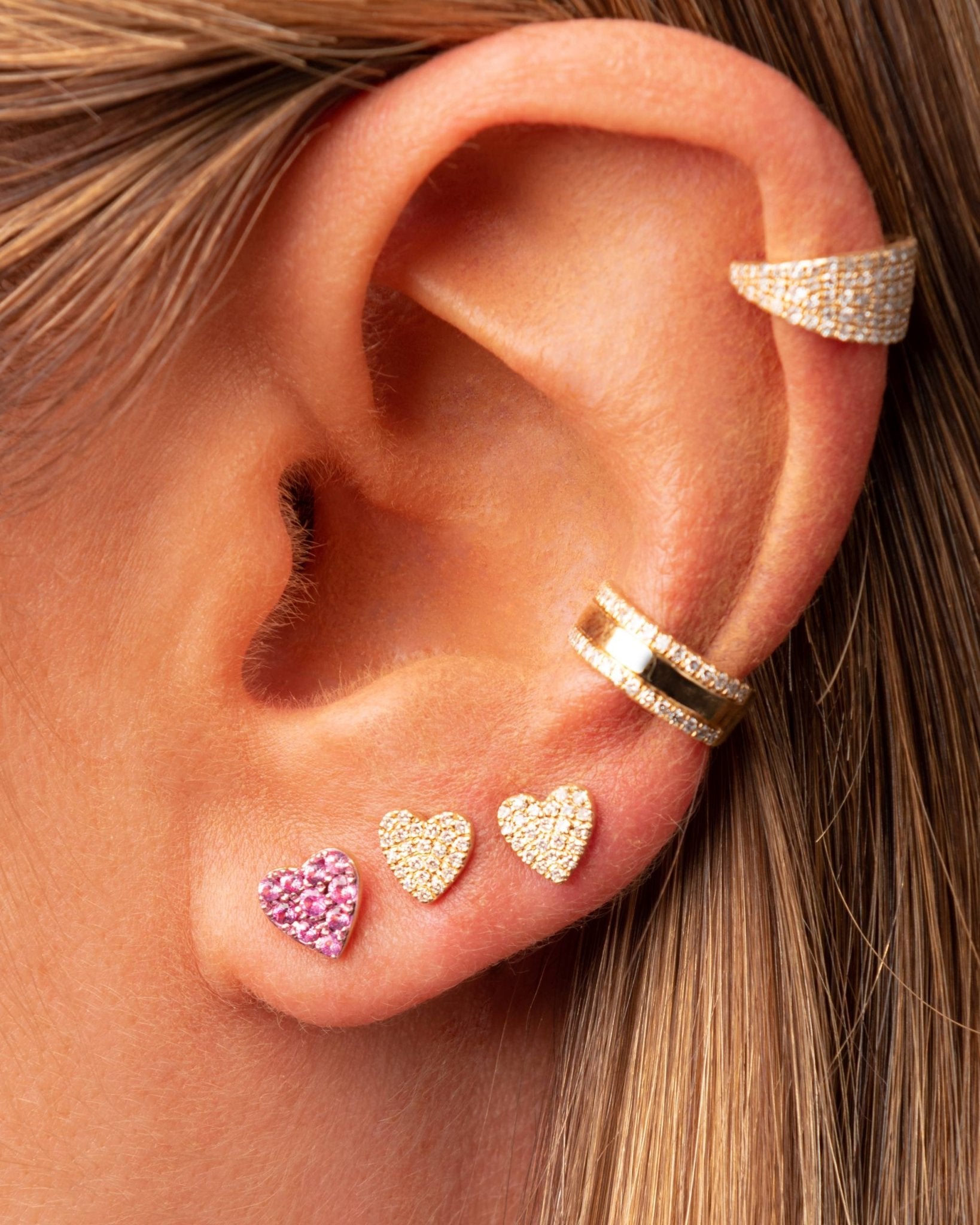 Pave Gemstone Heart Studs - Sparkle Society