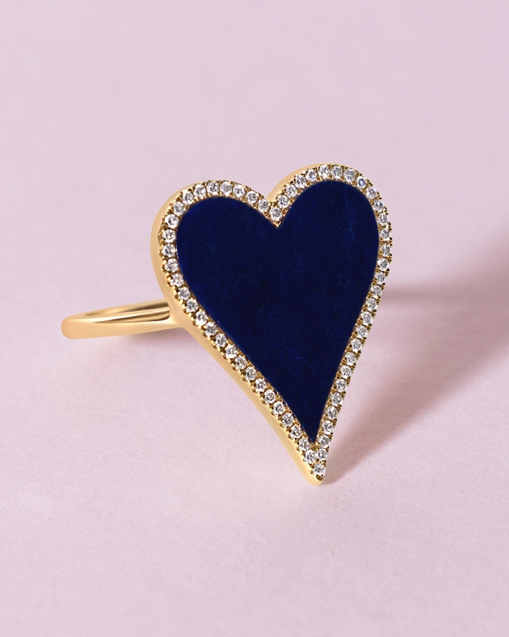 Pave Outline Gemstone Heart Ring - Sparkle Society