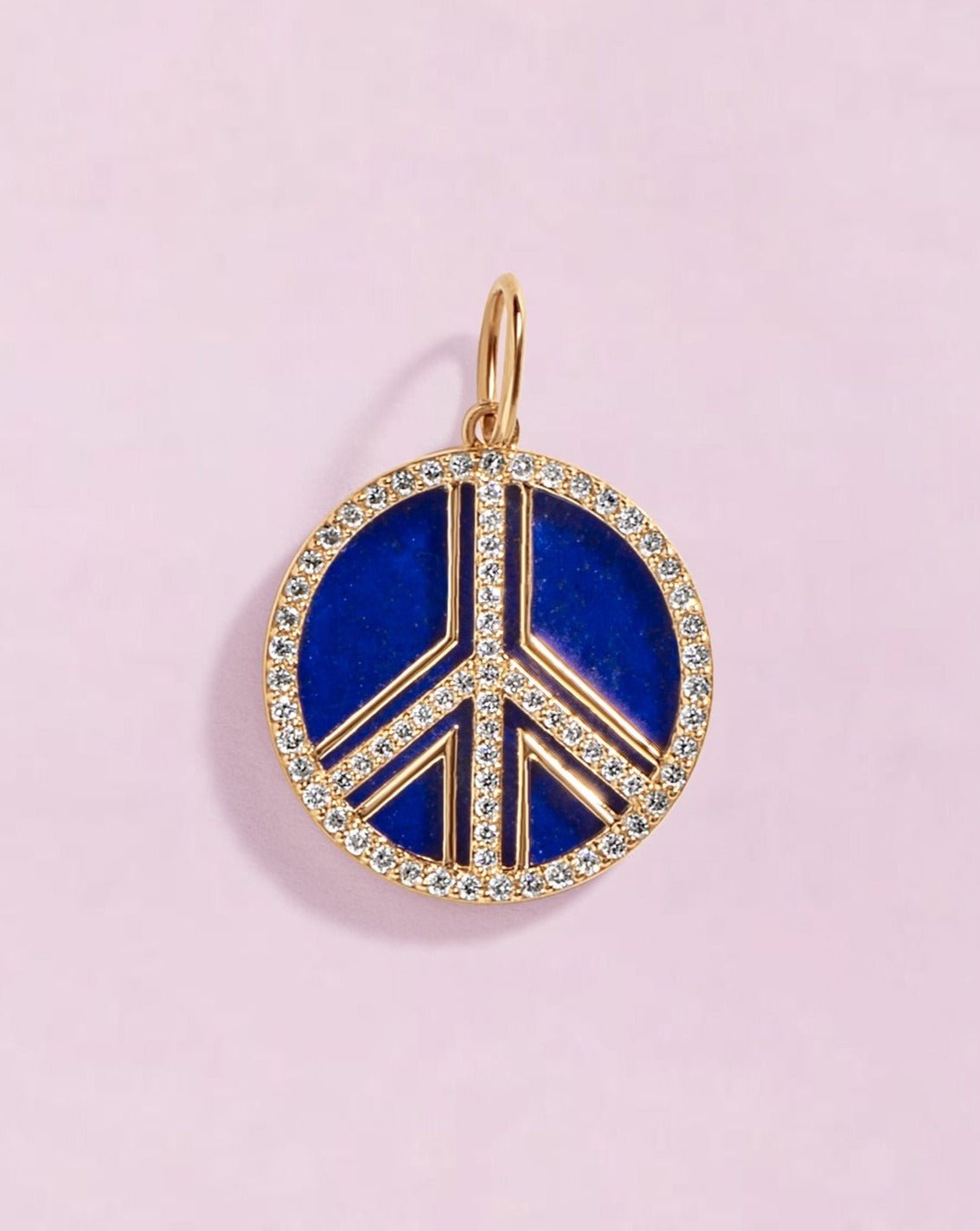 Pave Outline Gemstone Peace Necklace Charm - Sparkle Society