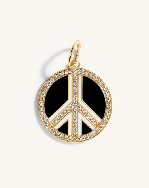 Pave Outline Gemstone Peace Necklace Charm - Sparkle Society