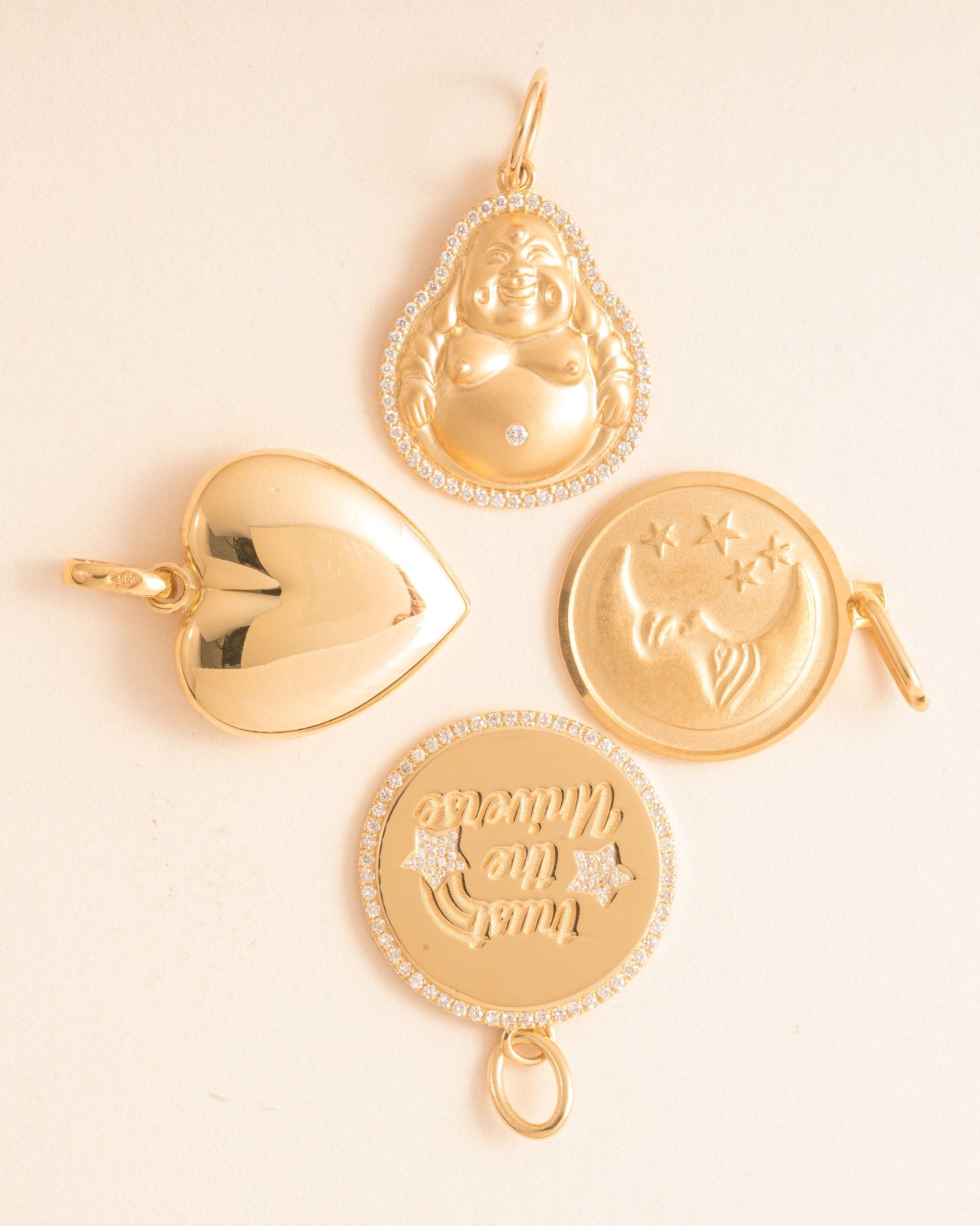 Pave Outline Gold Buddha Necklace Charm - Sparkle Society