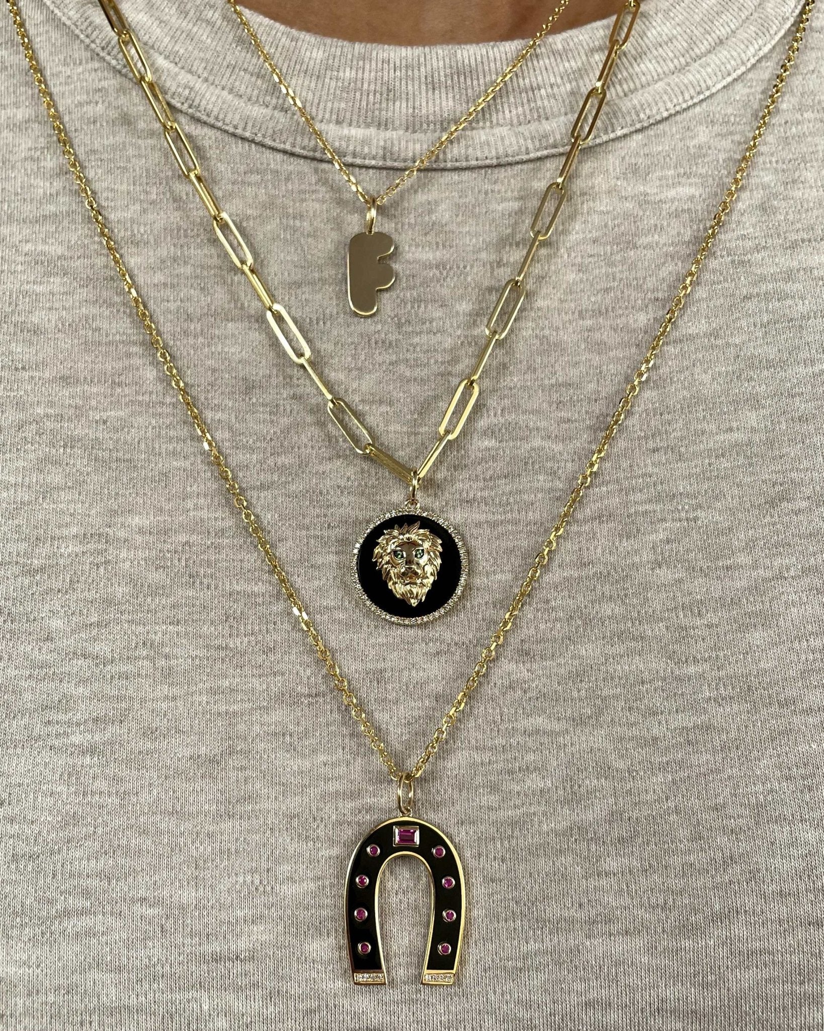 Pave Outline Lion Necklace Charm - Sparkle Society