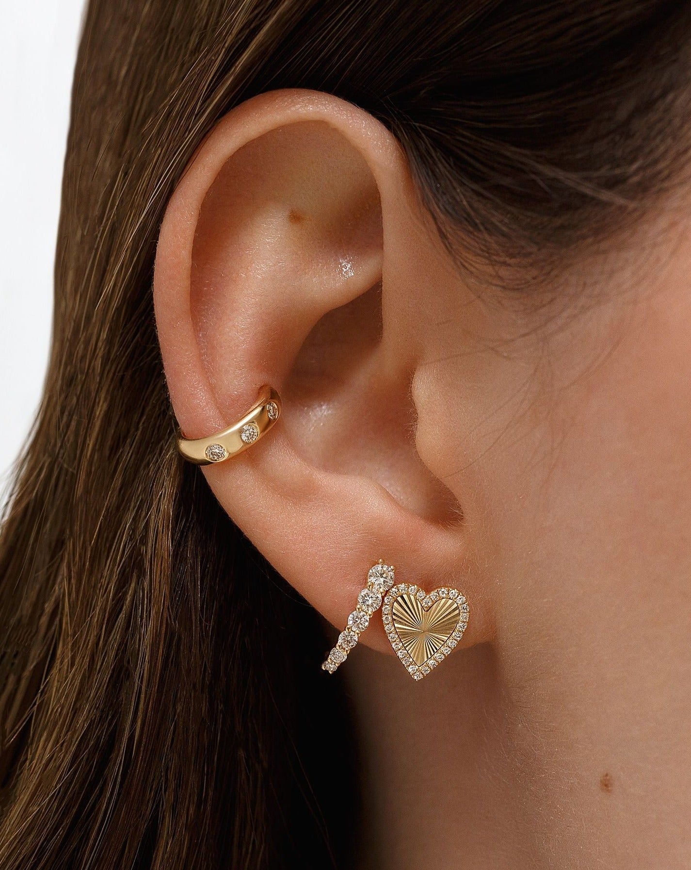 Pave Outline Radiant Gold Heart Earrings - Sparkle Society