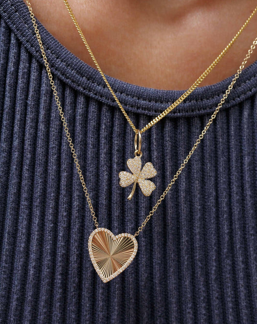 Pave Outline Radiant Gold Heart Necklace - Sparkle Society