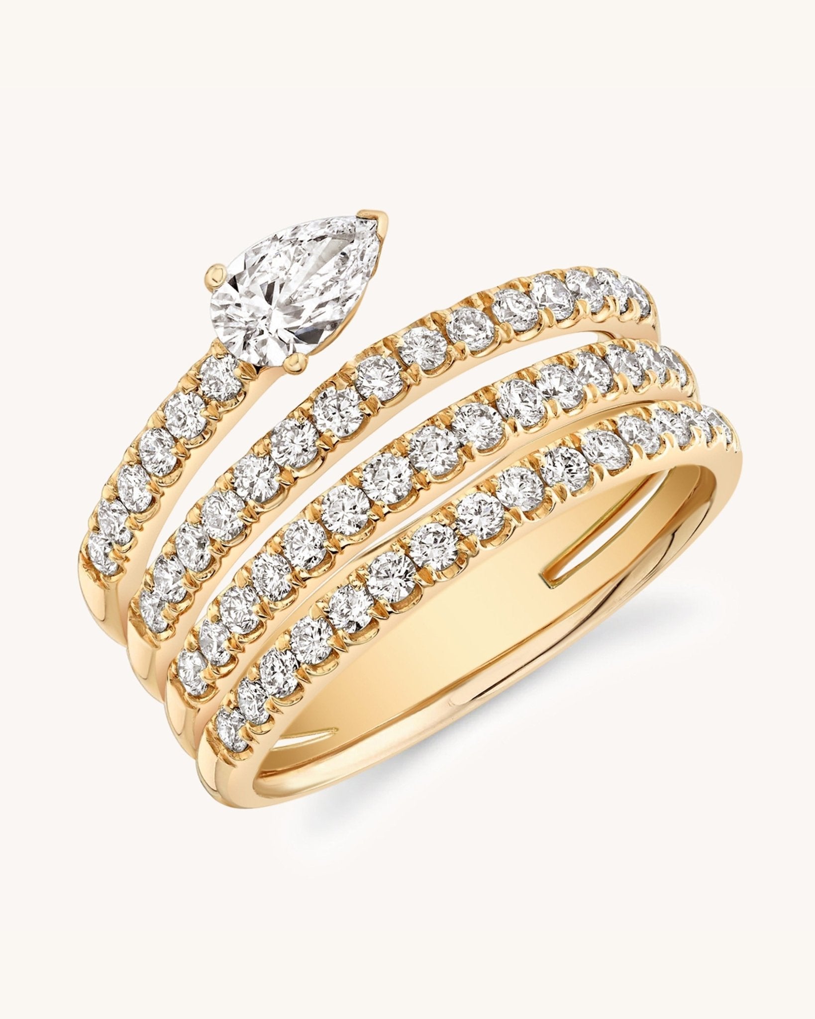 Pear Diamond Spiral Ring - Sparkle Society