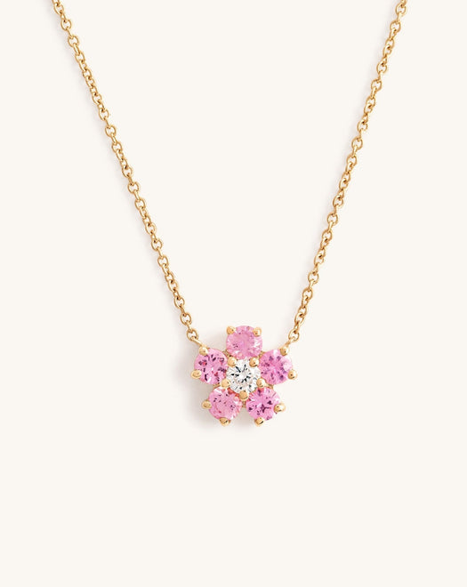 Perfect Gemstone And Diamond Flower Necklace - Sparkle Society