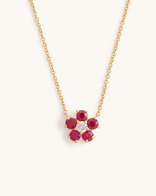 Perfect Gemstone And Diamond Flower Necklace - Sparkle Society