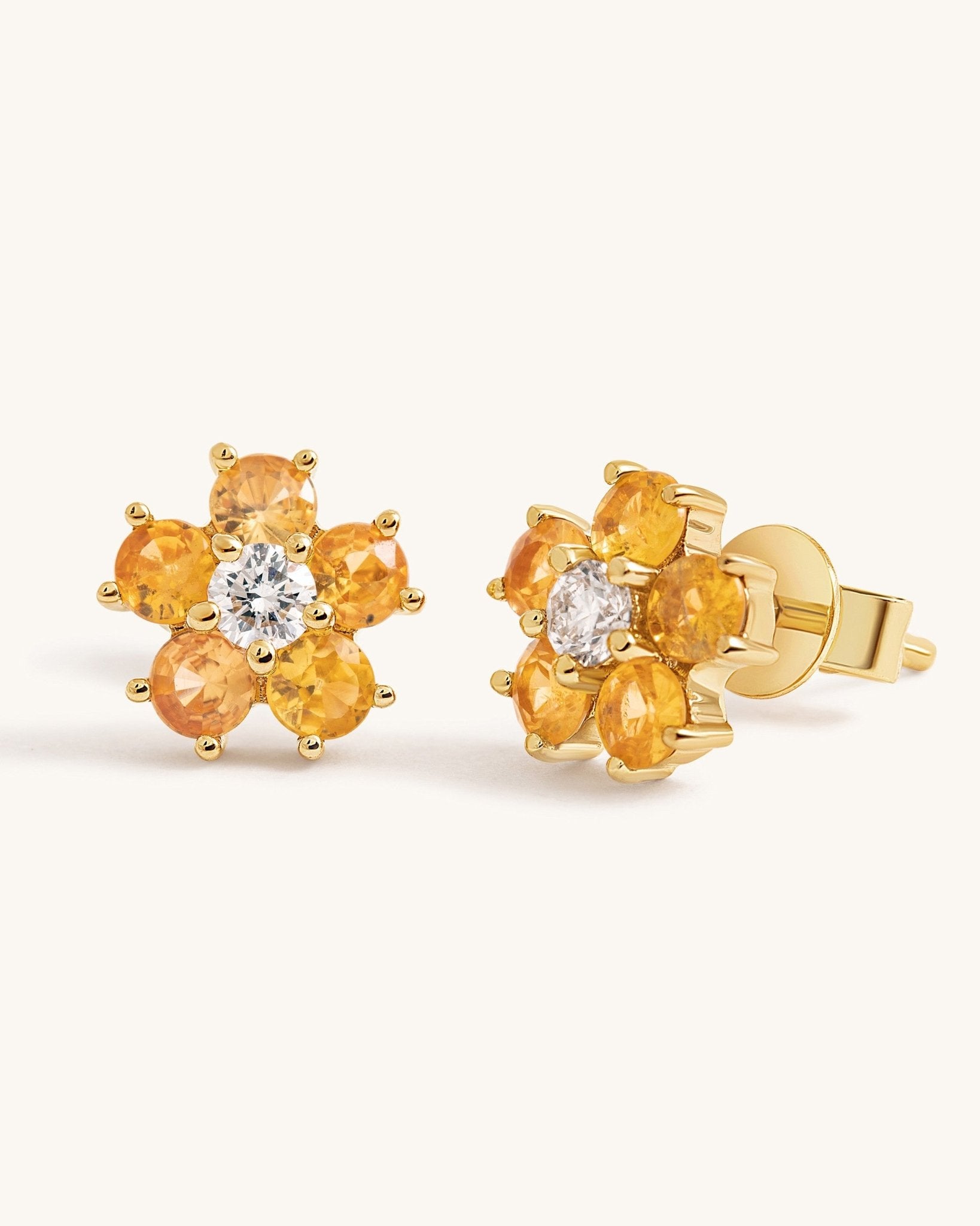 Perfect Gemstone And Diamond Flower Studs - Sparkle Society