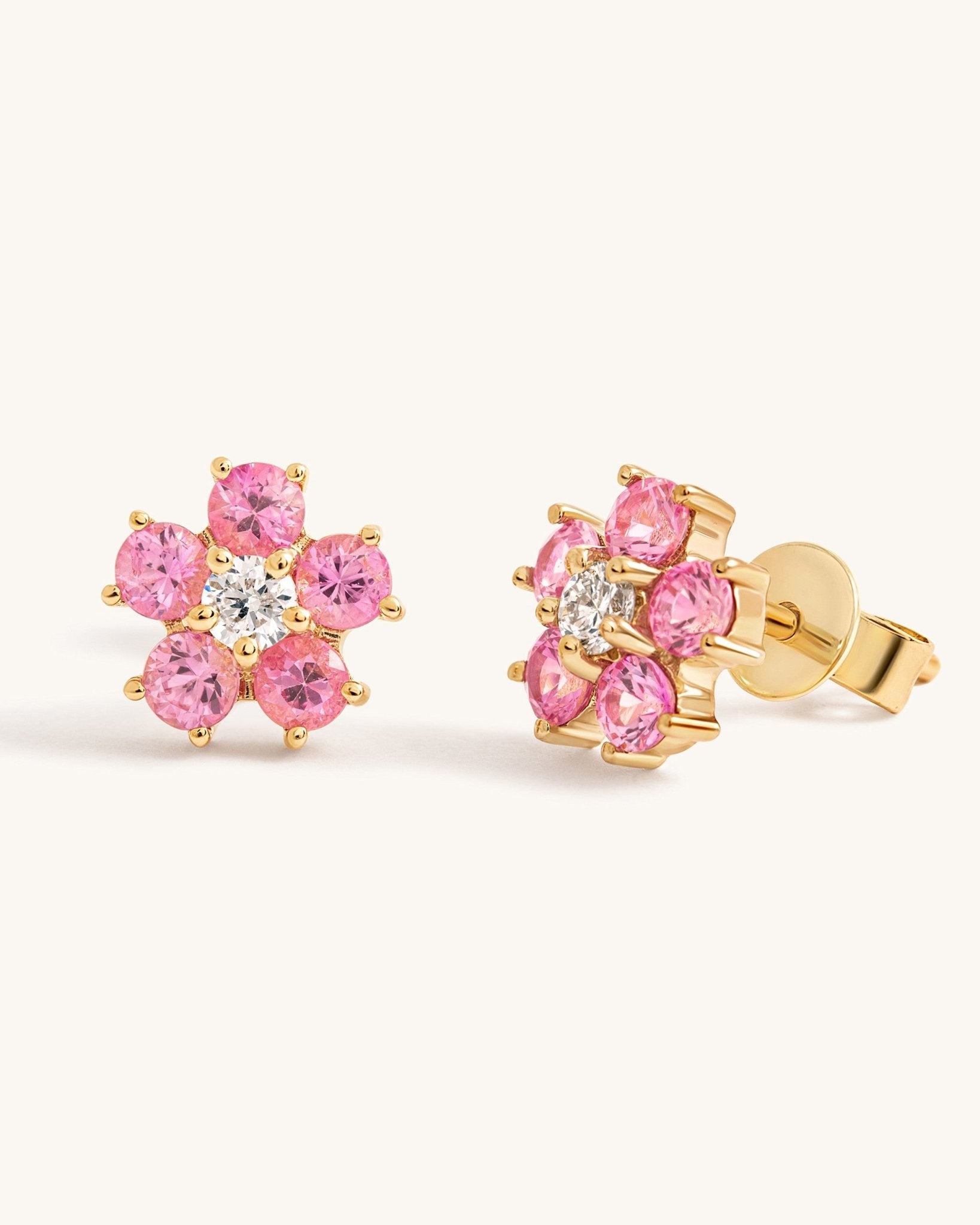 Perfect Gemstone And Diamond Flower Studs - Sparkle Society