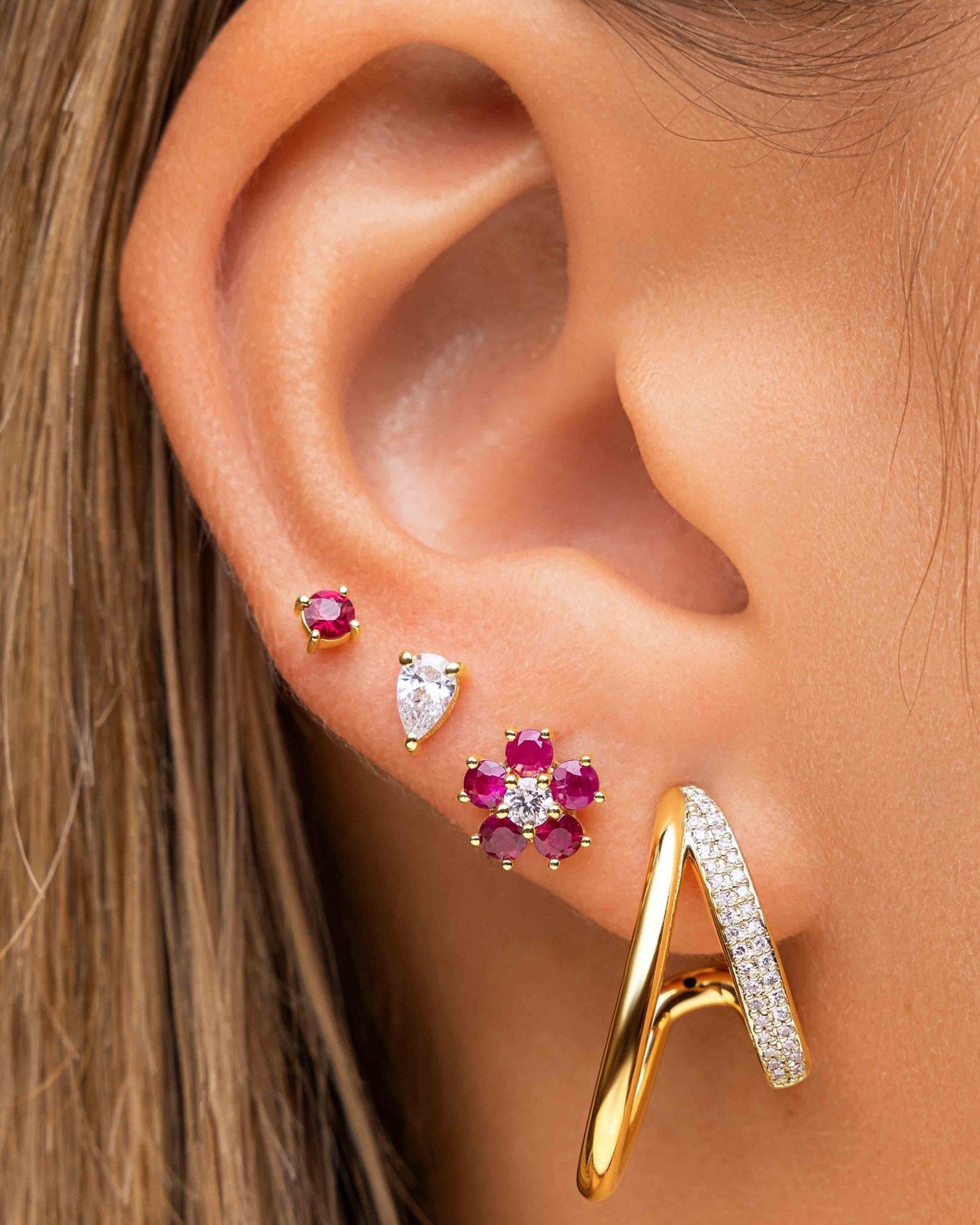 Perfect Gemstone And Diamond Flower Studs - Sparkle Society