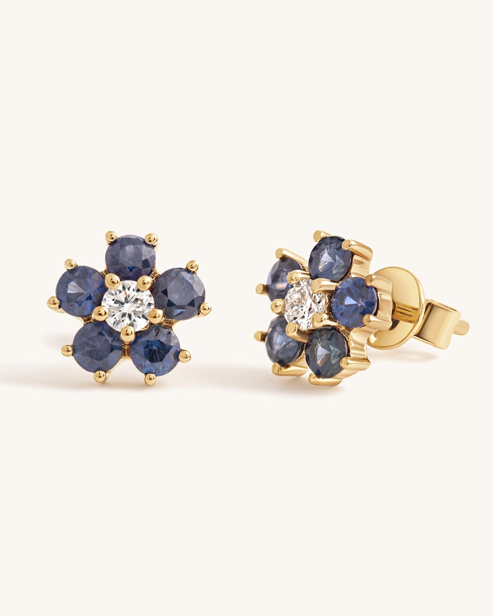 Perfect Gemstone And Diamond Flower Studs - Sparkle Society