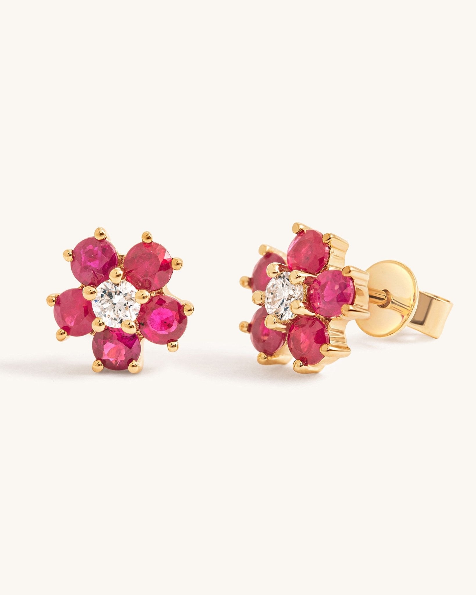 Perfect Gemstone And Diamond Flower Studs - Sparkle Society