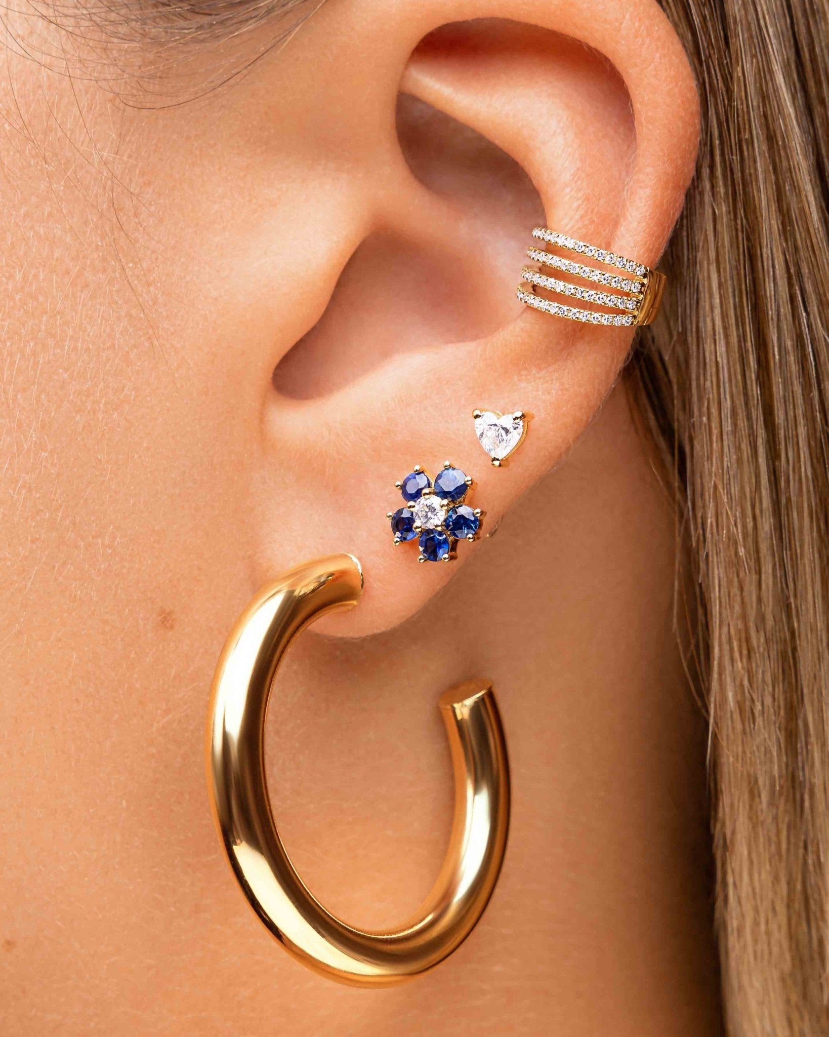 Perfect Gemstone And Diamond Flower Studs - Sparkle Society