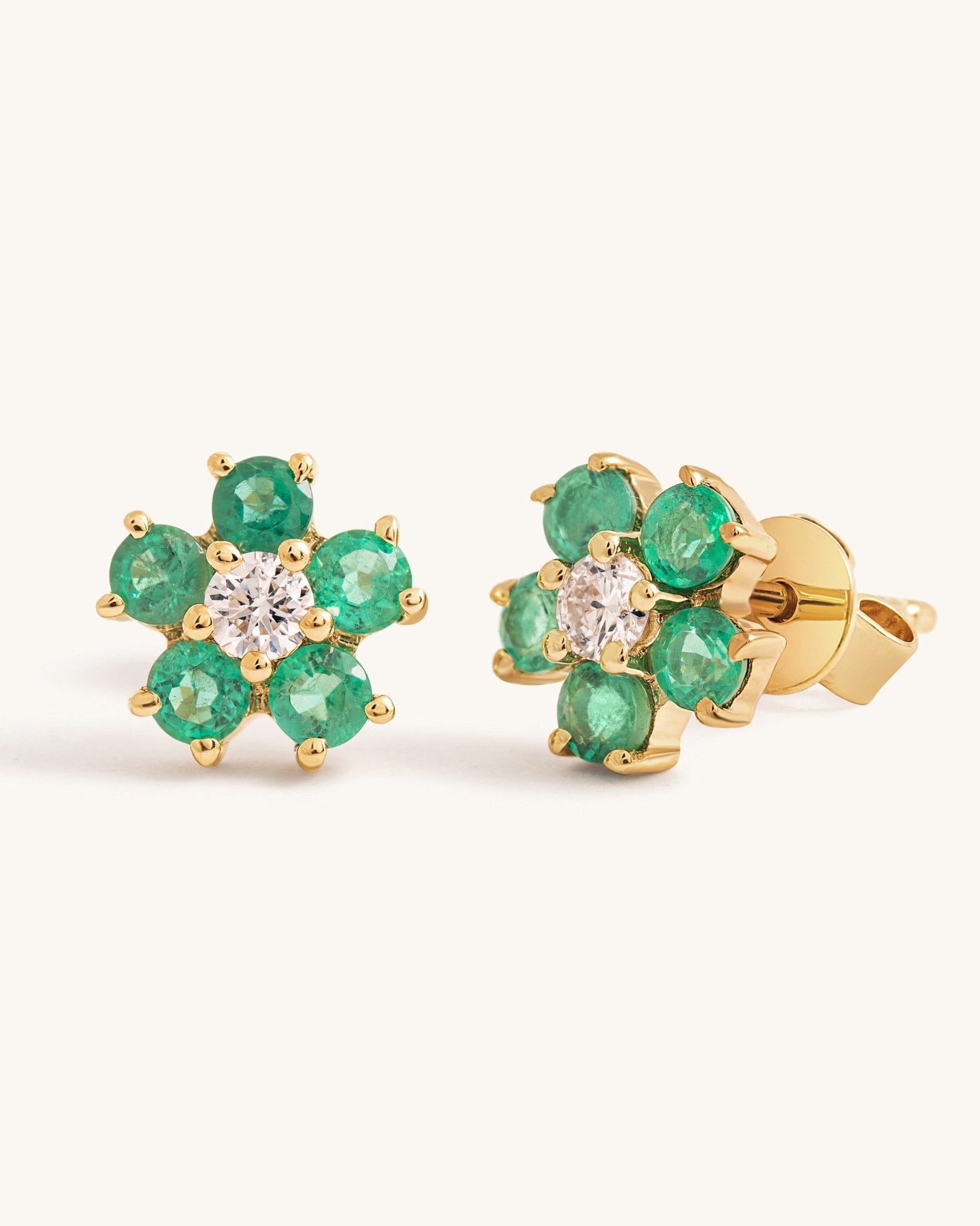 Perfect Gemstone And Diamond Flower Studs - Sparkle Society