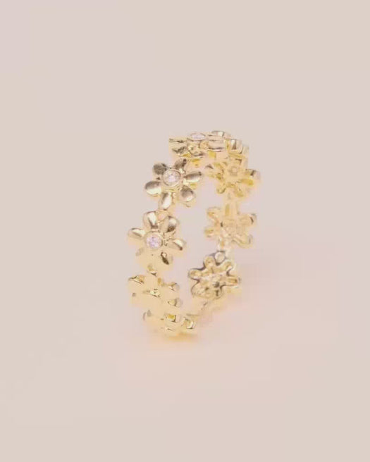 Gold and Diamond Multi Flower Ring - Sparkle Society