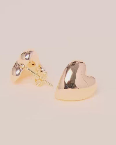 Hollow Gold Puffed Heart Studs - Sparkle Society