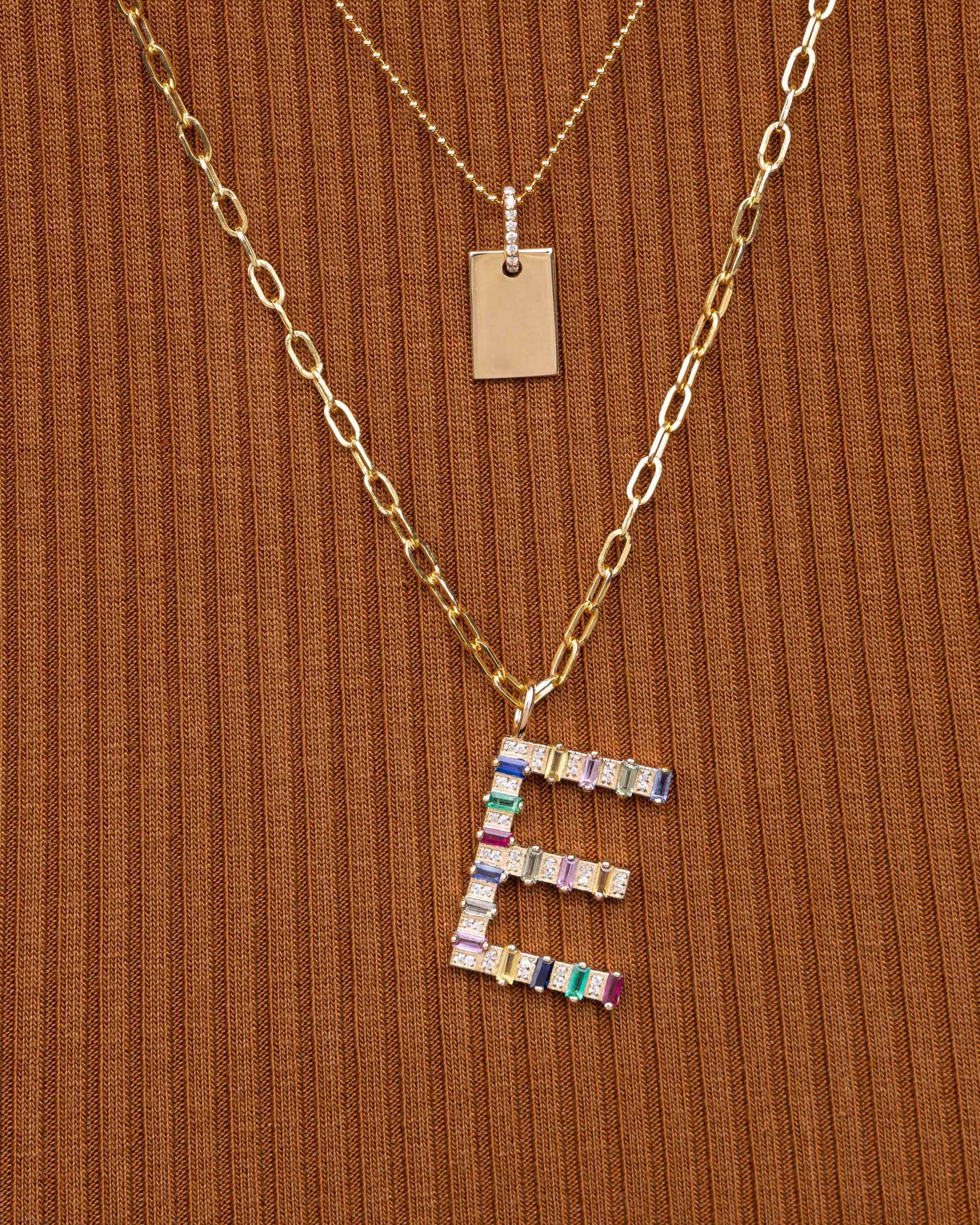 Rainbow Baguette and Diamond Initial Charm - Sparkle Society