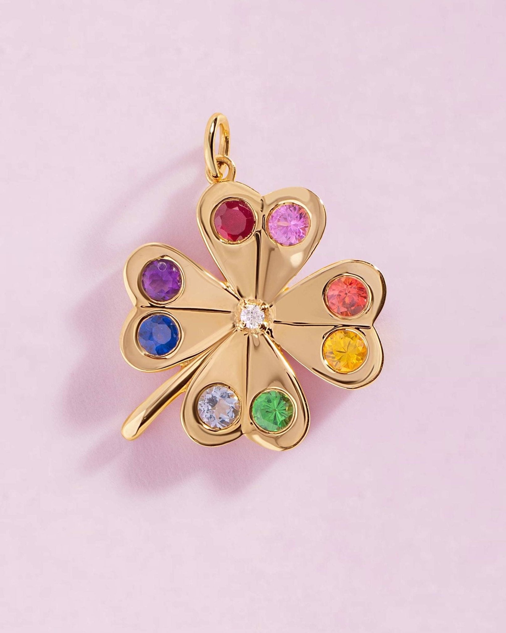 Rainbow Clover Necklace Charm - Sparkle Society