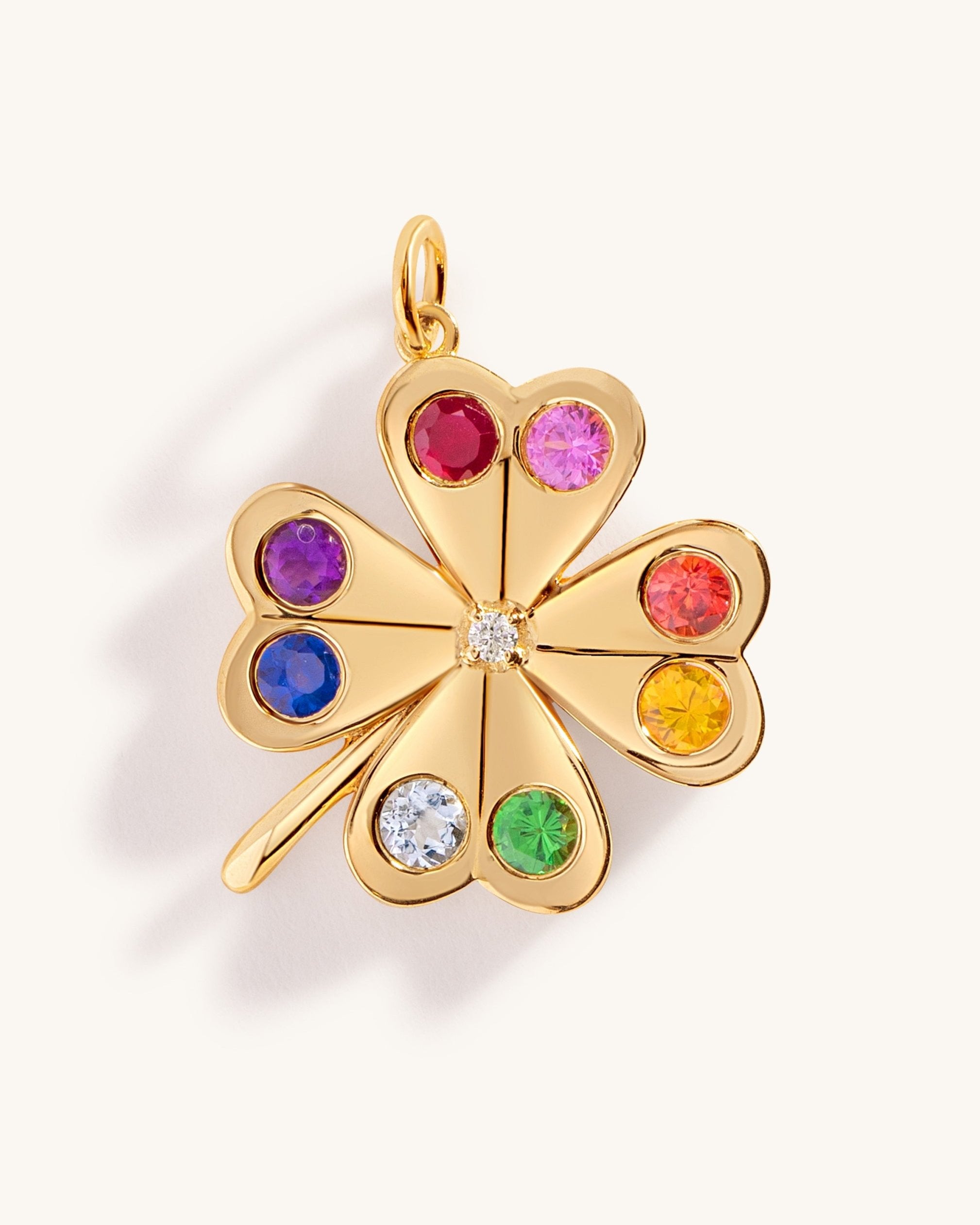 Rainbow Clover Necklace Charm - Sparkle Society