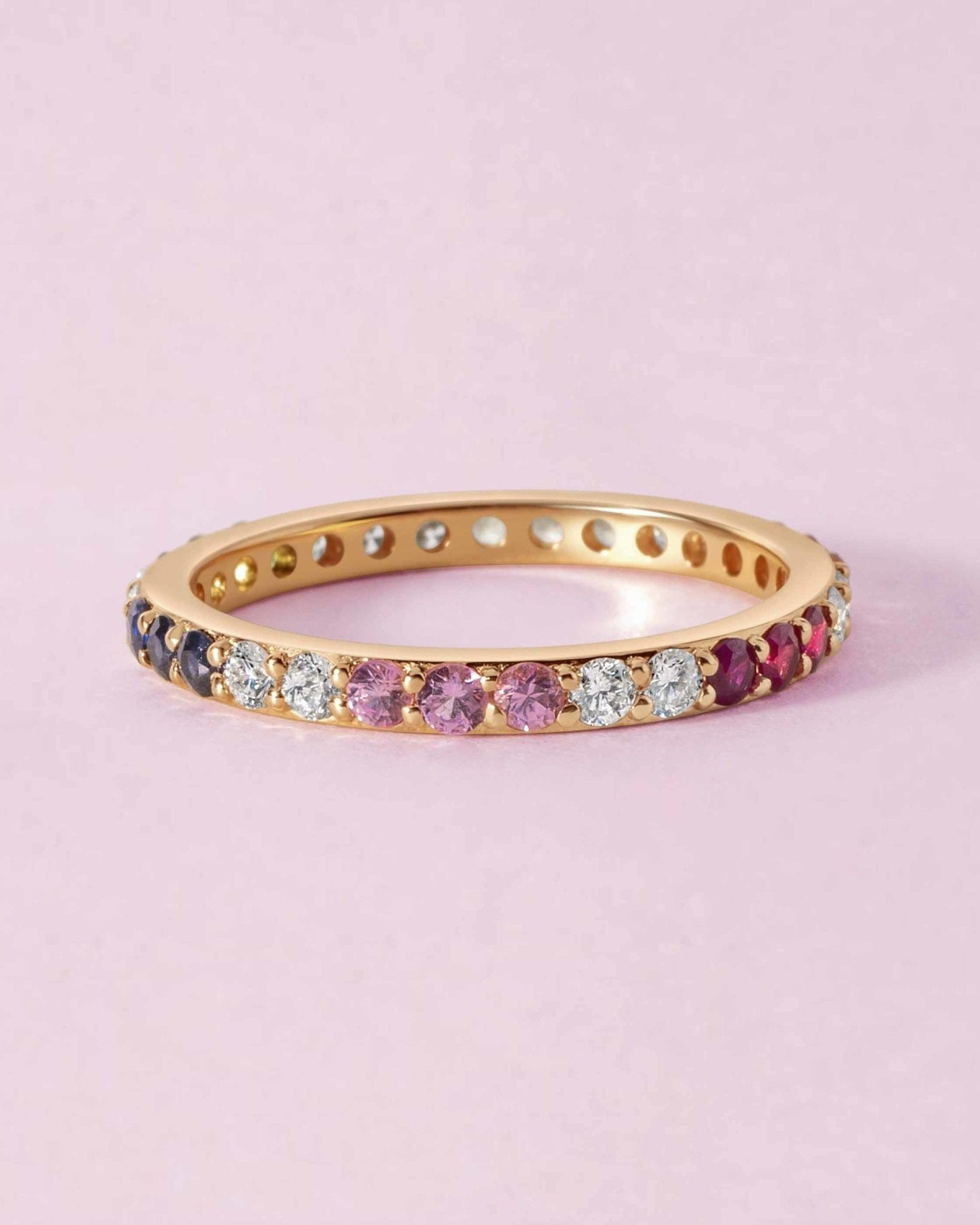 Rainbow & Diamond Eternity Band Ring - Sparkle Society