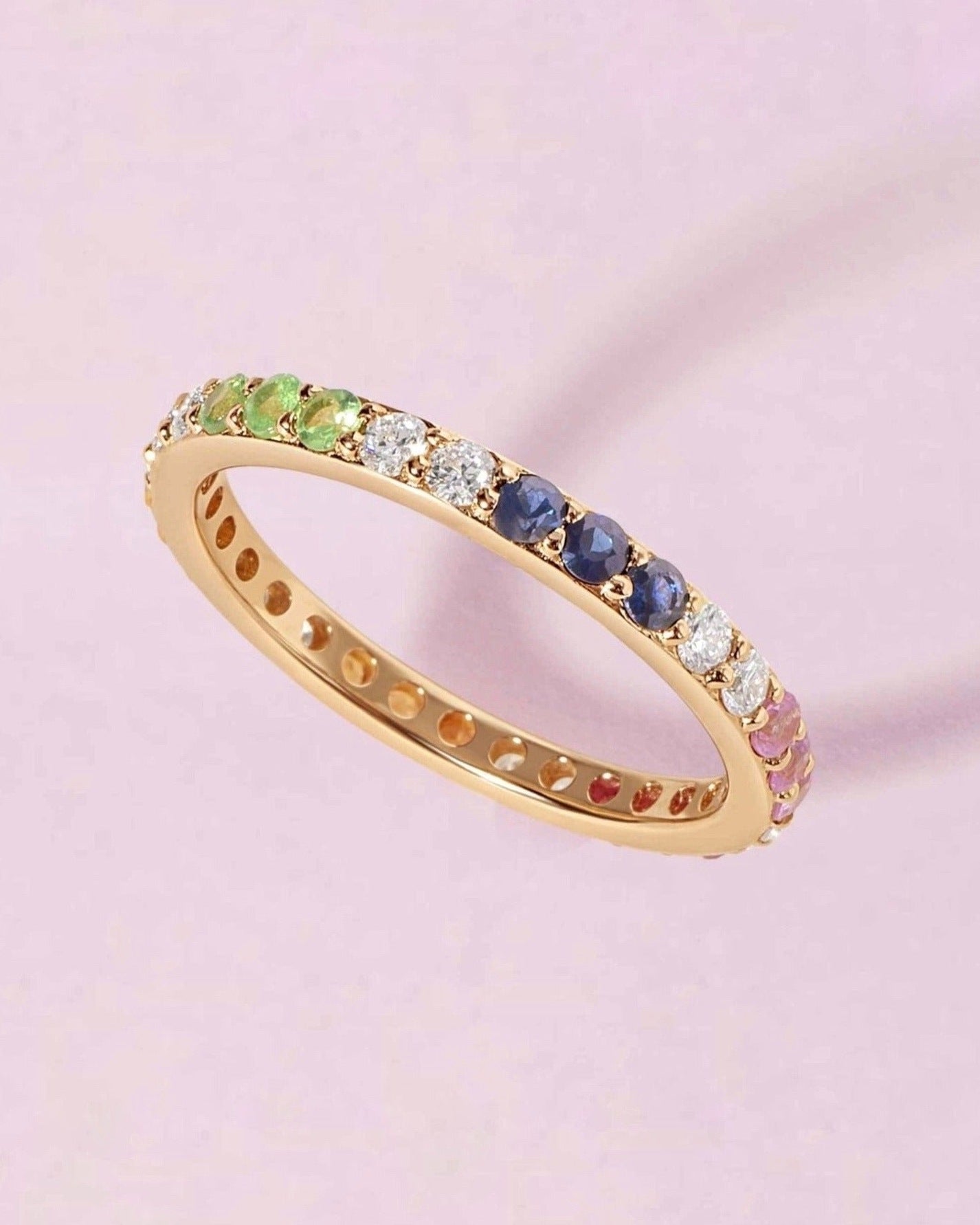 Rainbow & Diamond Eternity Band Ring - Sparkle Society