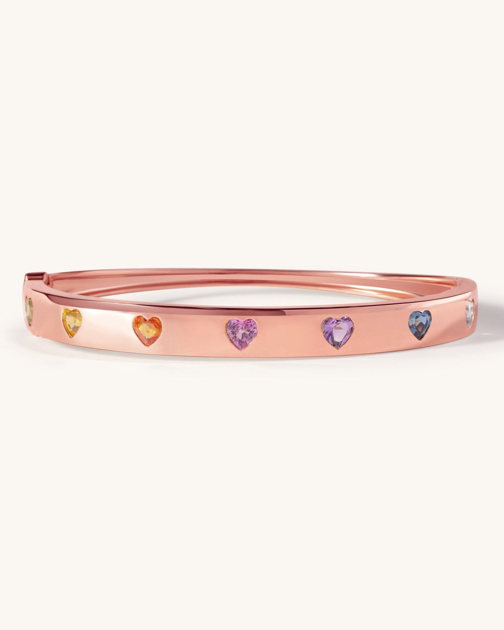 Rainbow Heart Shape Gold Bangle - Sparkle Society