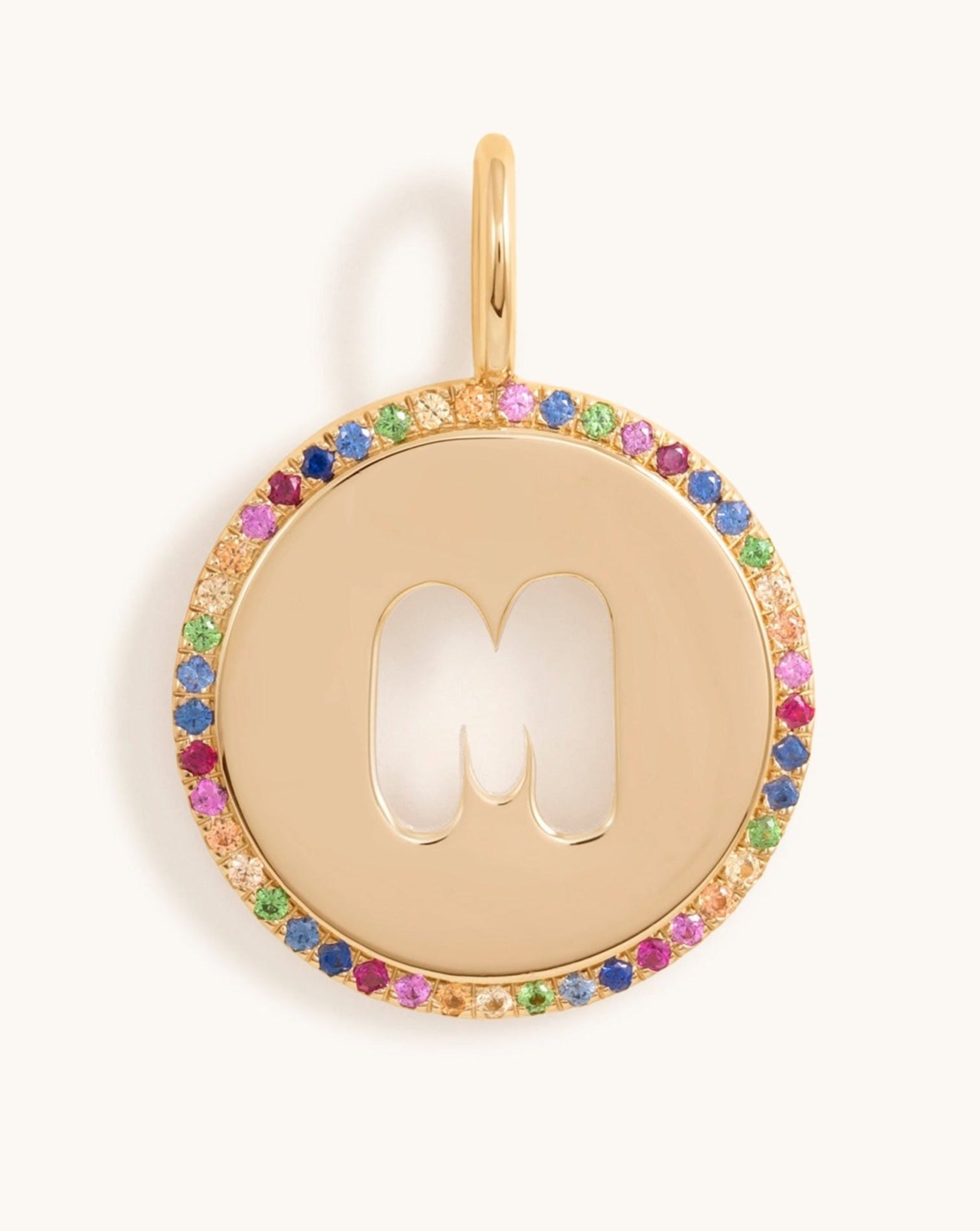 Rainbow Outline Cutout Initial Charm - Sparkle Society