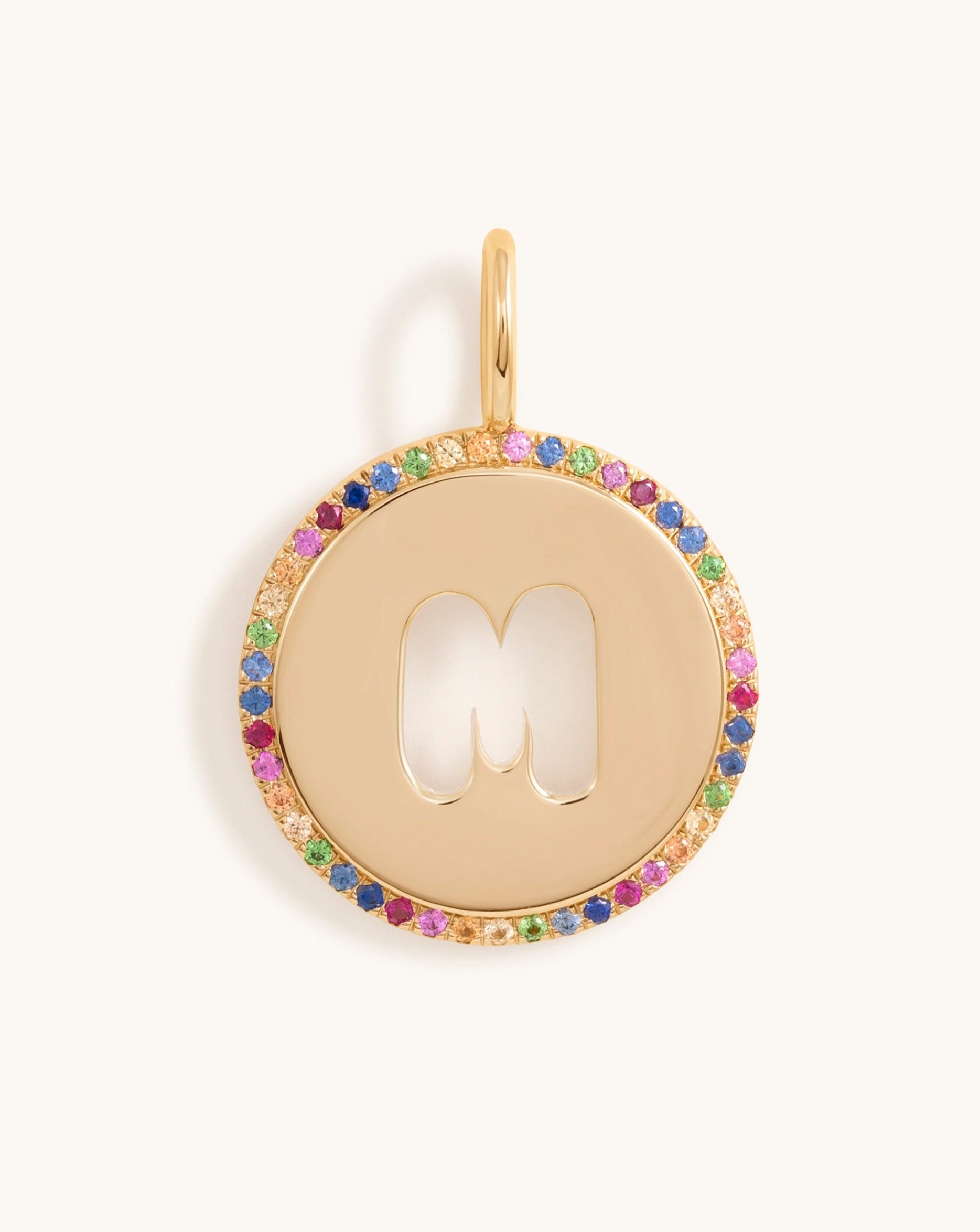 Rainbow Outline Cutout Initial Charm - Sparkle Society