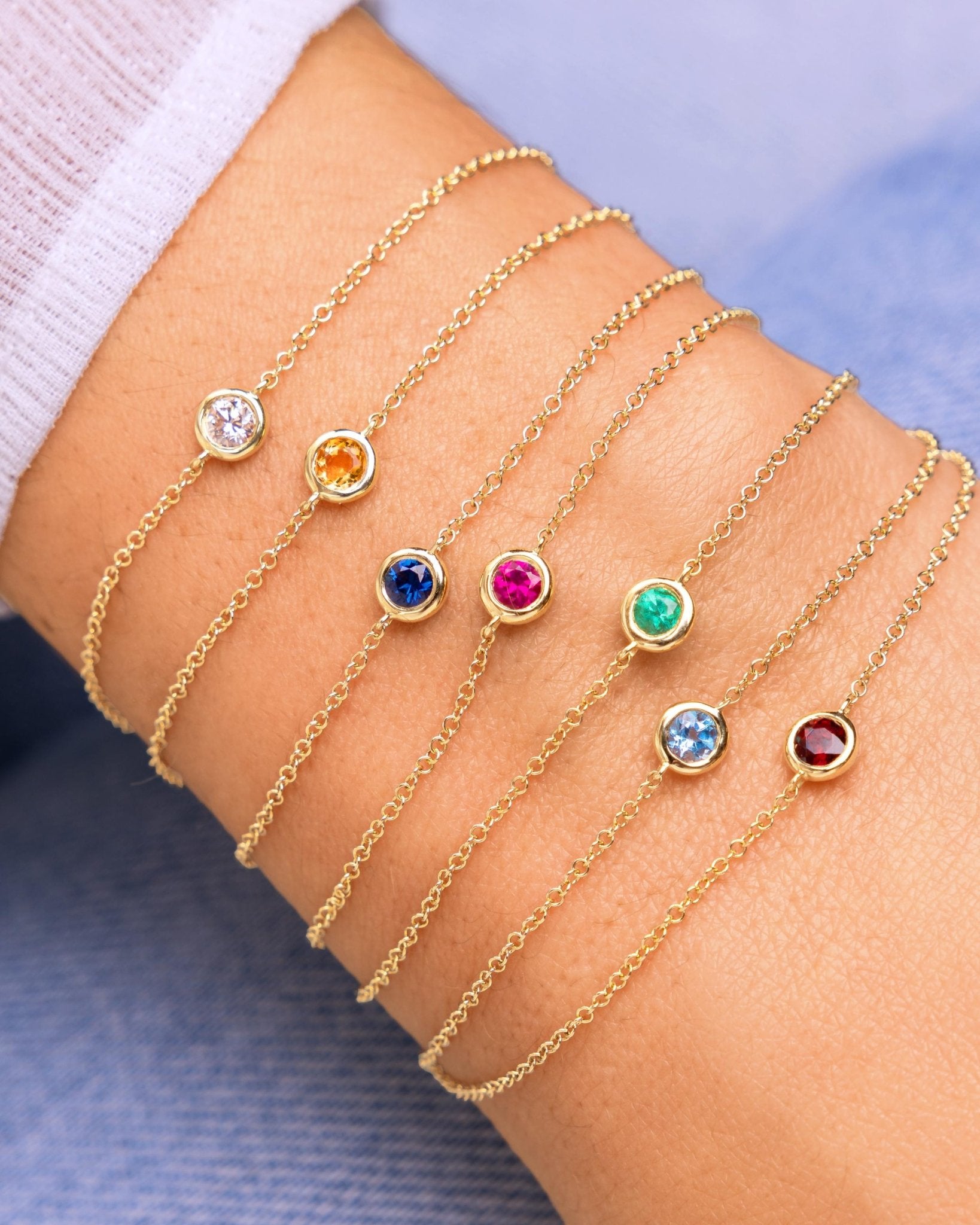 Single Birthstone Bezel Bracelet - Sparkle Society