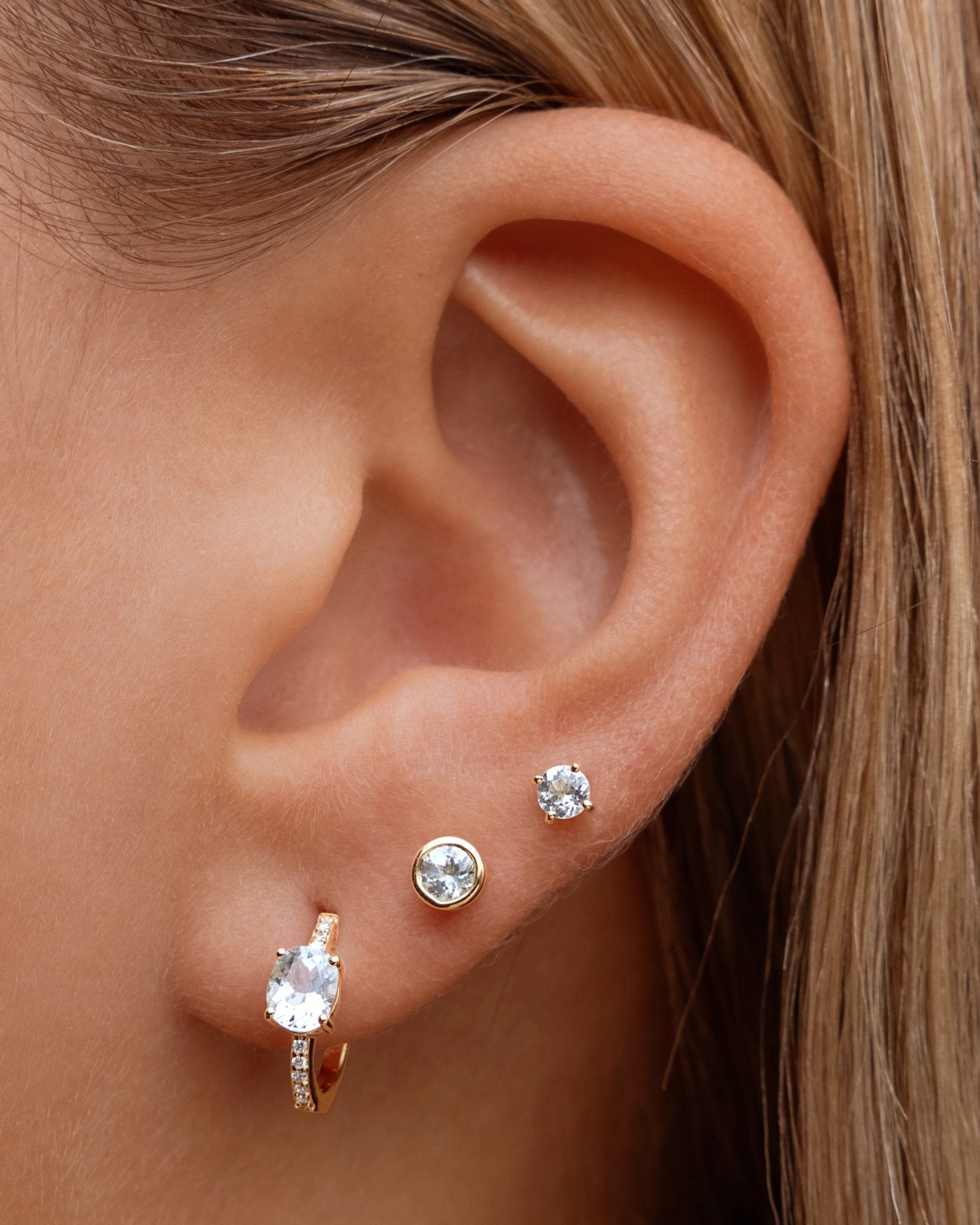 Single Birthstone Bezel Studs - Sparkle Society