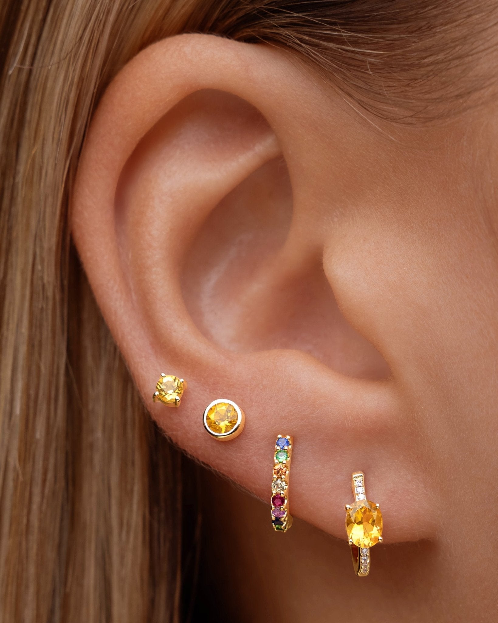 Single Birthstone Bezel Studs - Sparkle Society