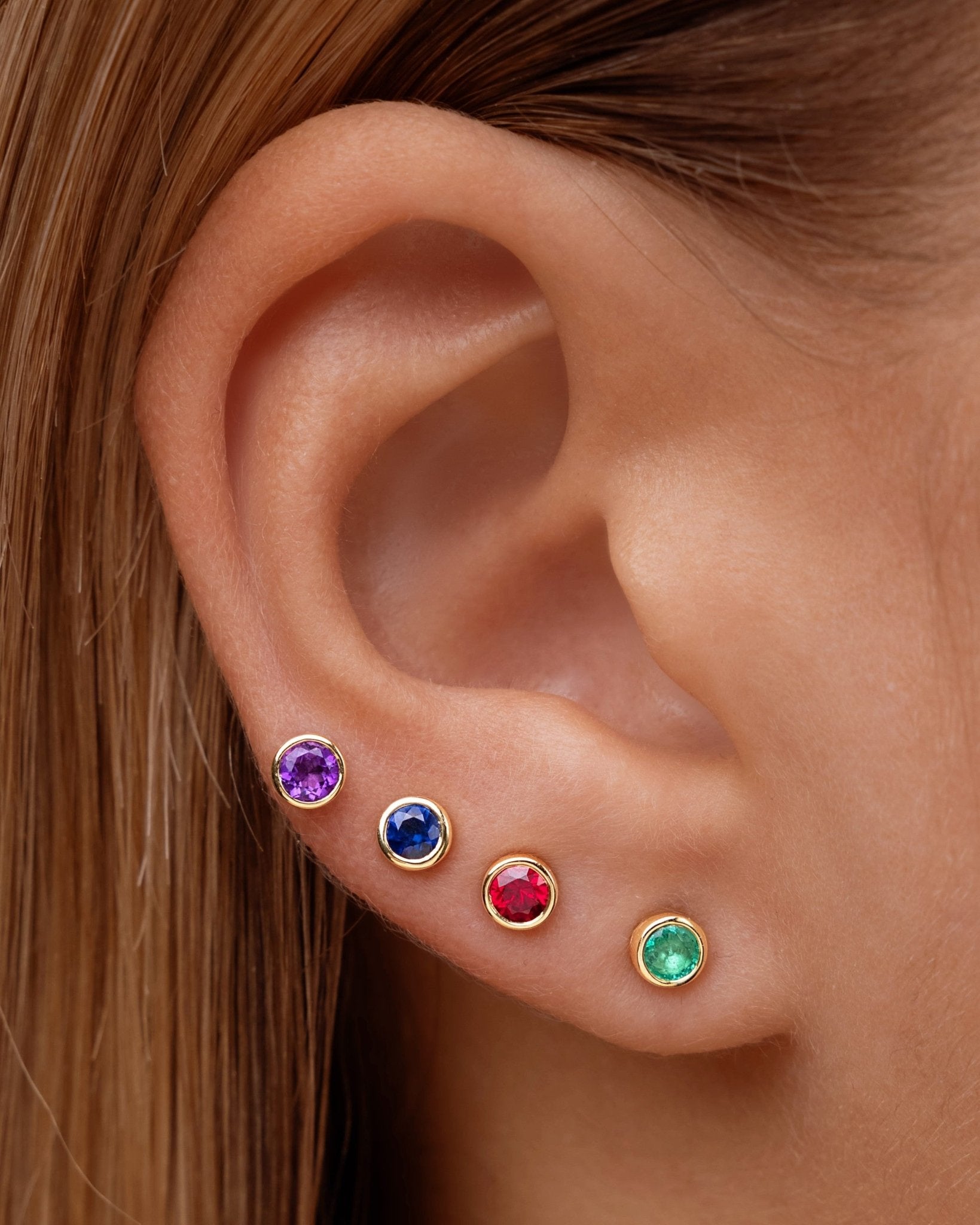 Single Birthstone Bezel Studs - Sparkle Society