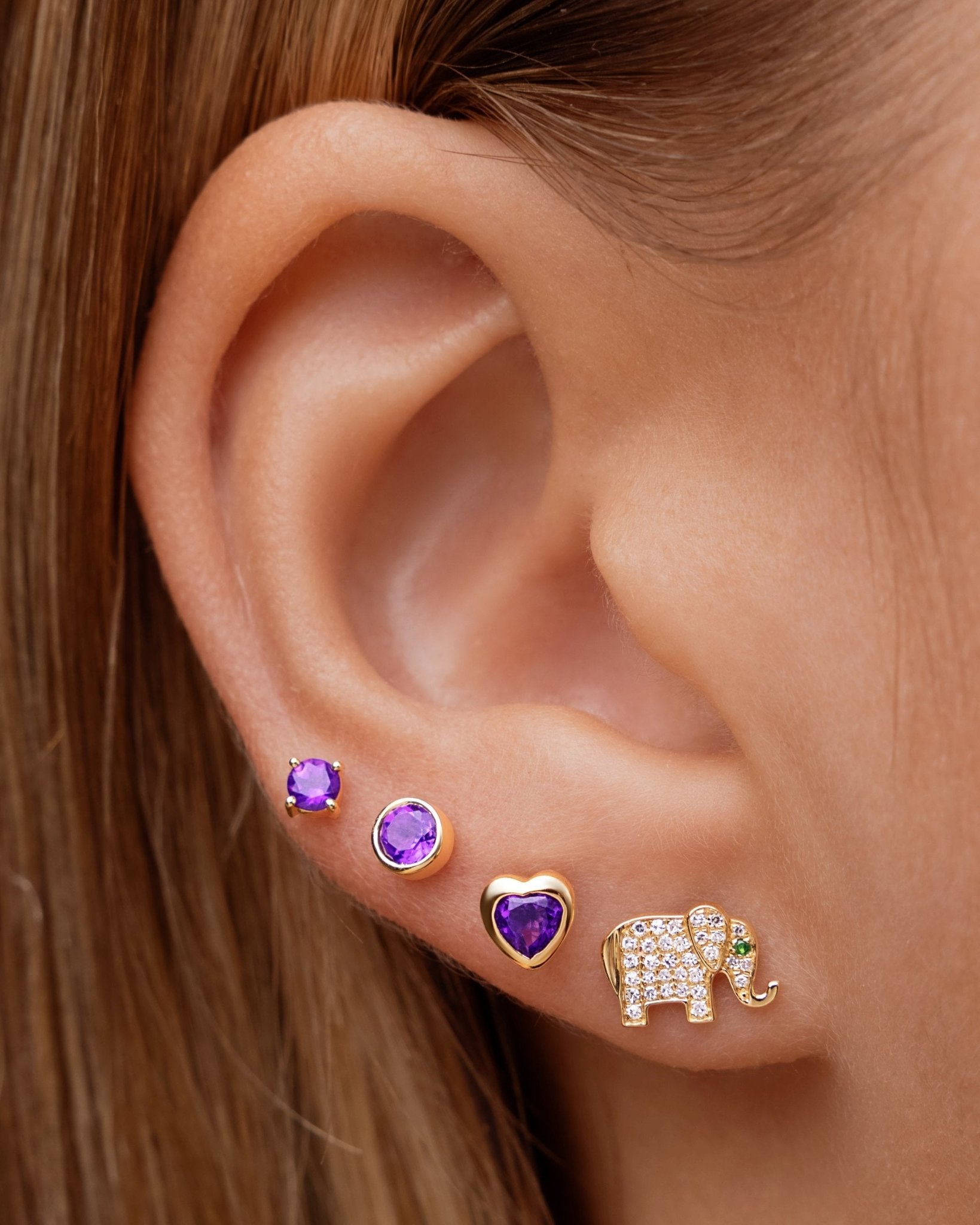 Single Birthstone Bezel Studs - Sparkle Society