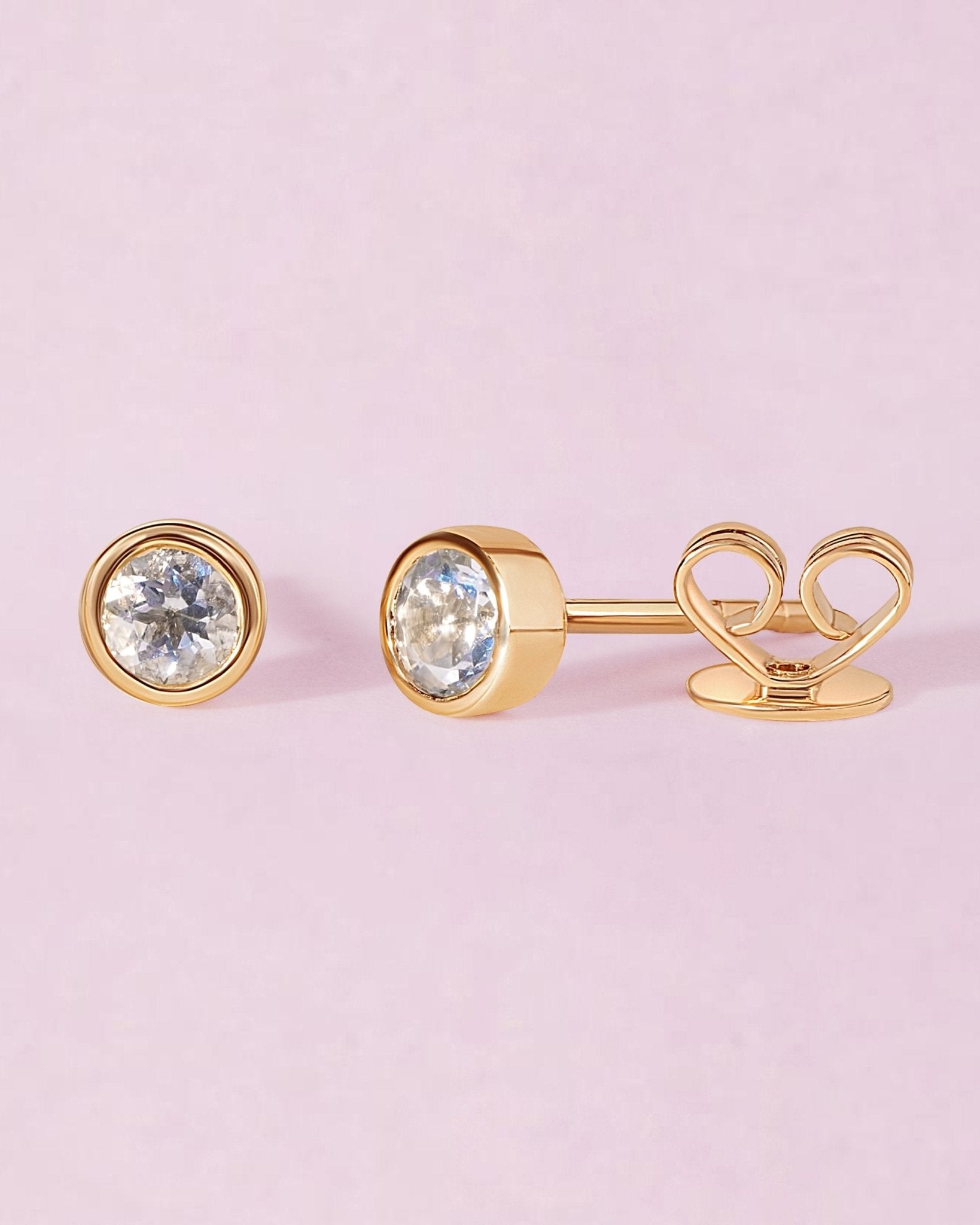 Single Birthstone Bezel Studs - Sparkle Society