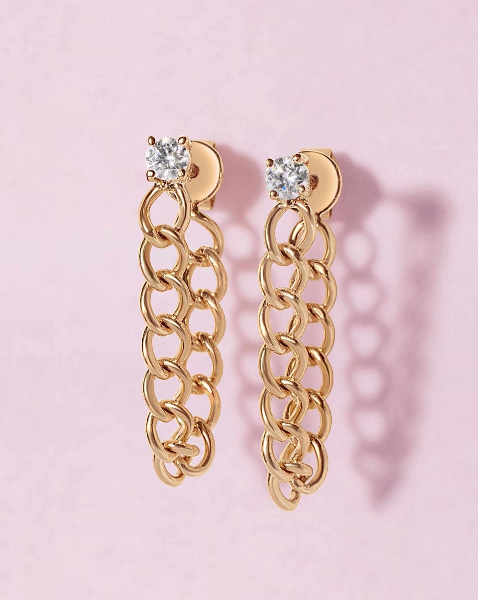 Single Diamond Cuban Link Drop Earring - Sparkle Society