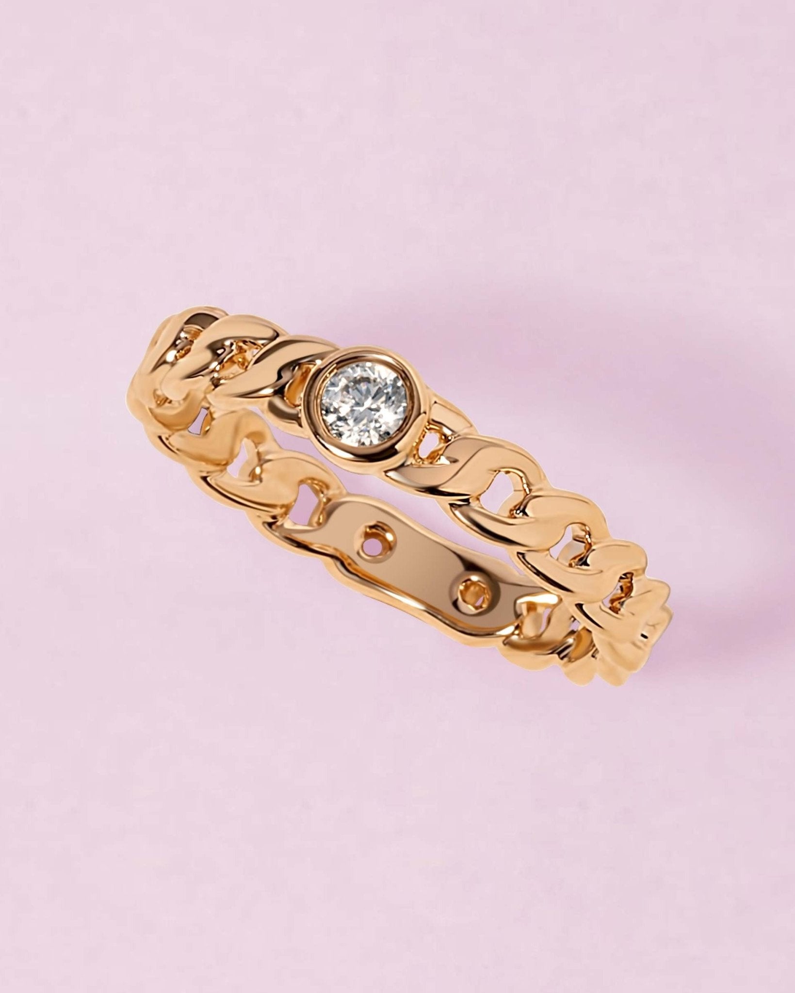 Single Diamond Cuban Link Ring - Sparkle Society