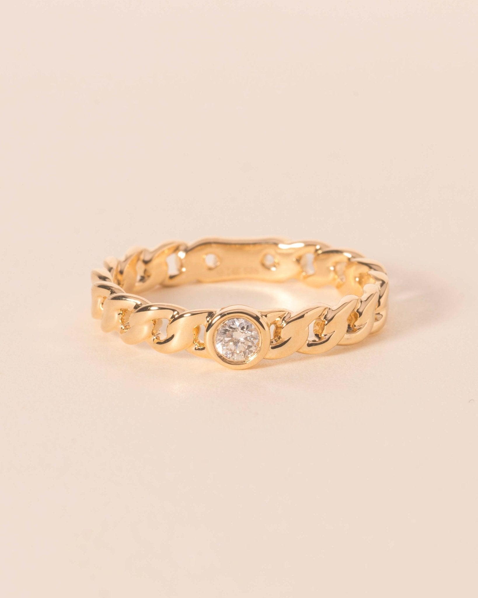 Single Diamond Cuban Link Ring - Sparkle Society