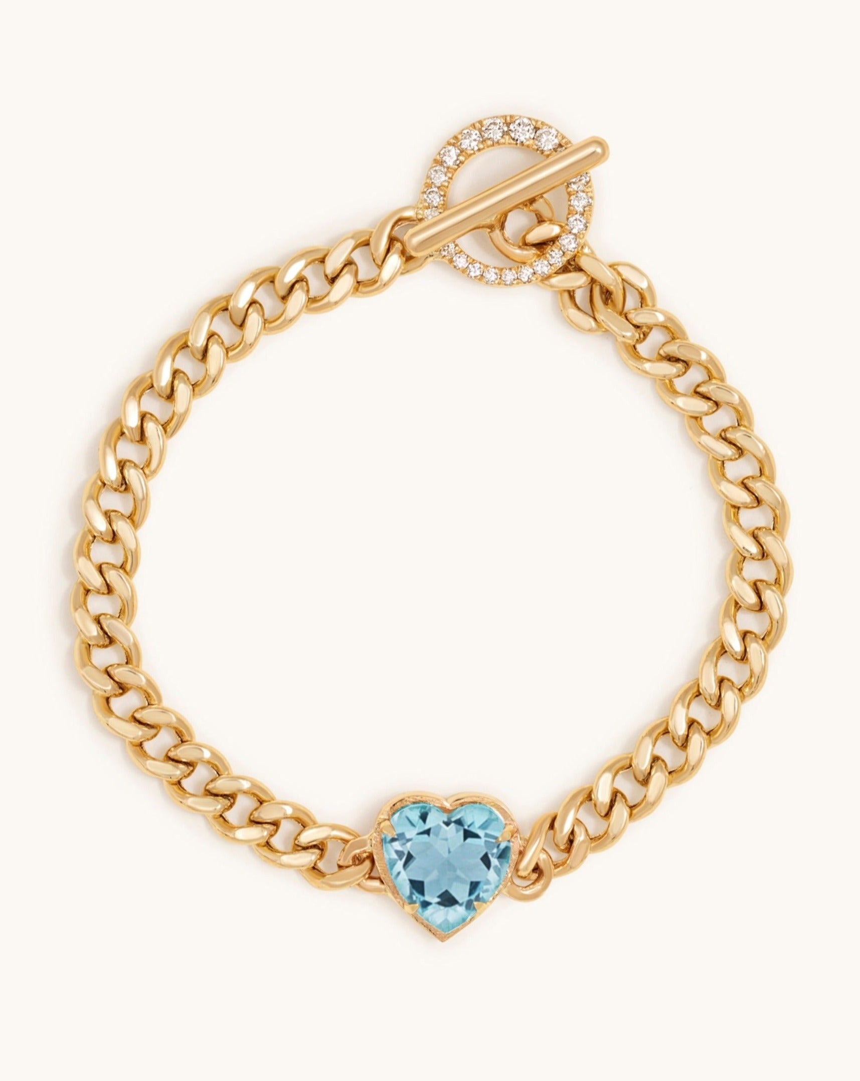 Single Gemstone Heart Cuban Bracelet - Sparkle Society