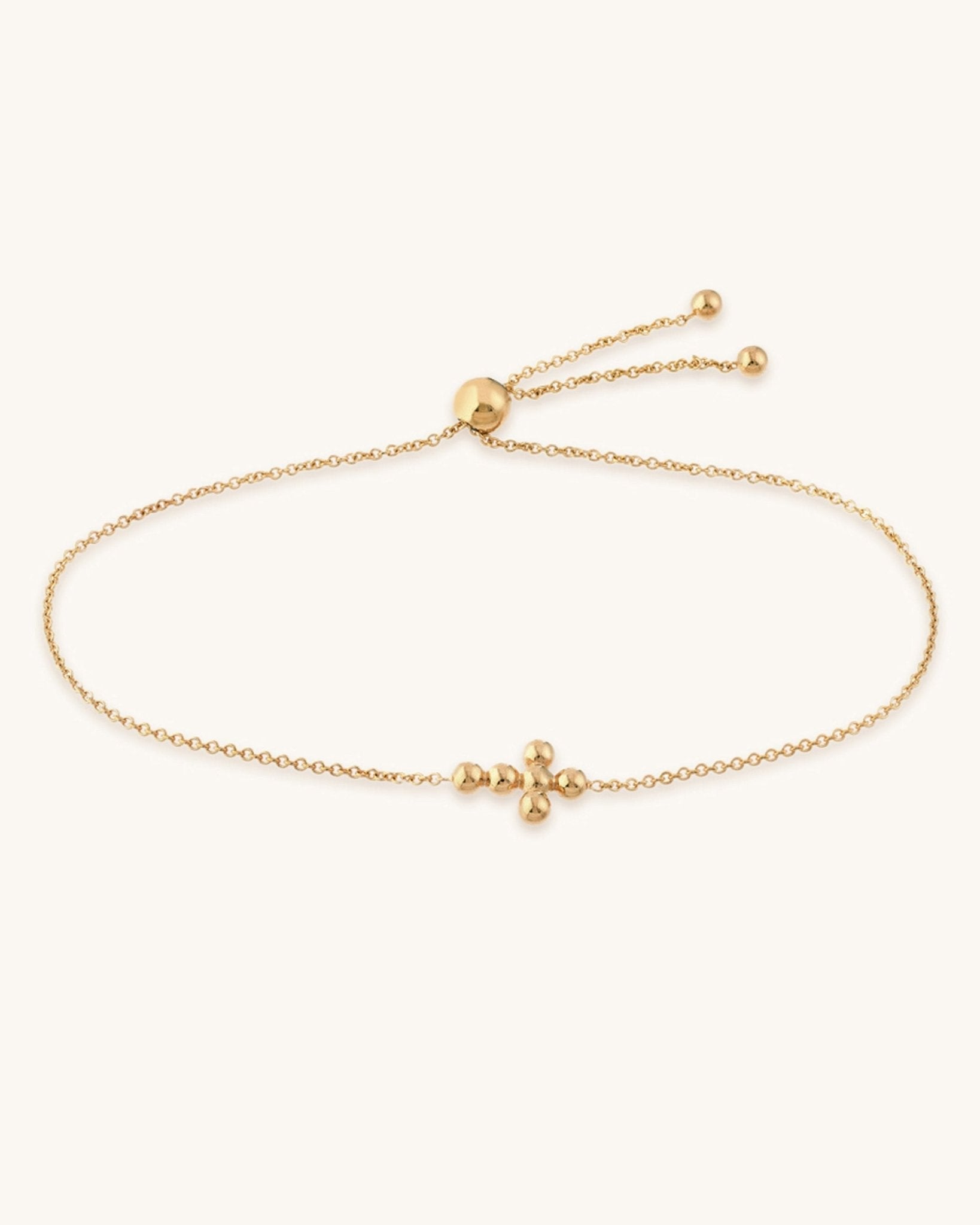 Single Gold Beaded Cross Bolo Bracelet - Sparkle Society