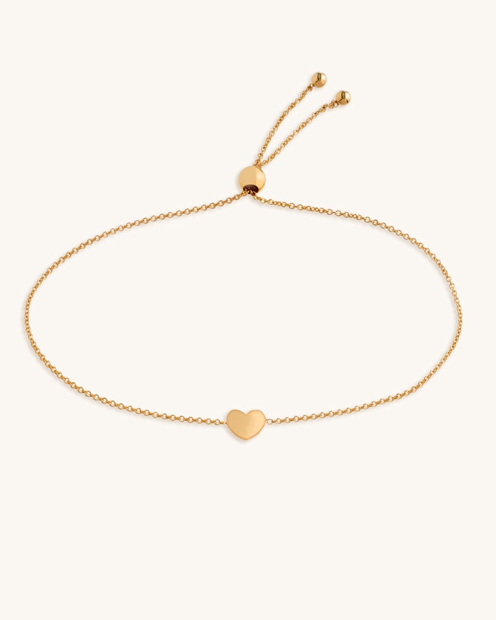 Single Solid Gold Heart Bolo Bracelet - Sparkle Society