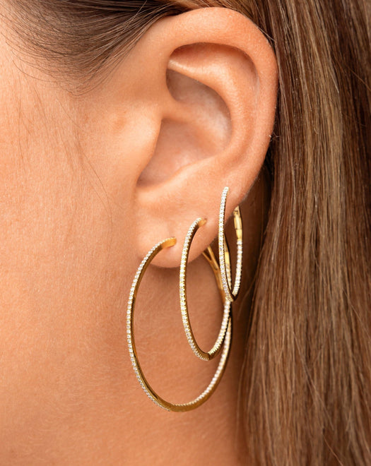 Slim Diamond Hoop Earrings - Sparkle Society