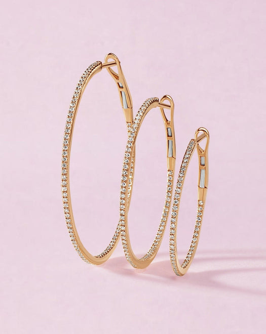 Slim Diamond Hoop Earrings - Sparkle Society