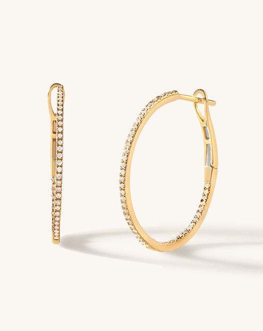 Slim Diamond Hoop Earrings - Sparkle Society