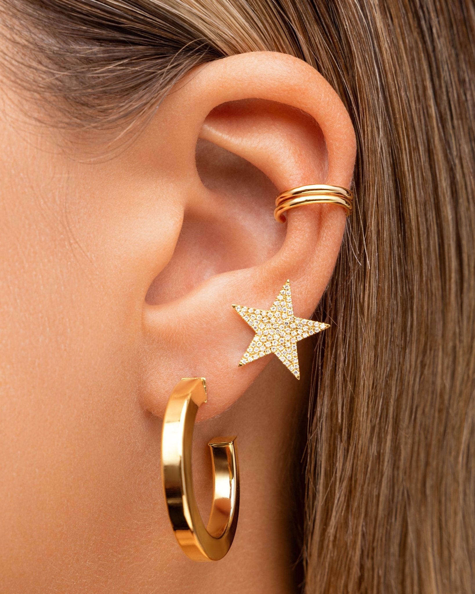 Slim Solid Gold Ear Cuff - Sparkle Society