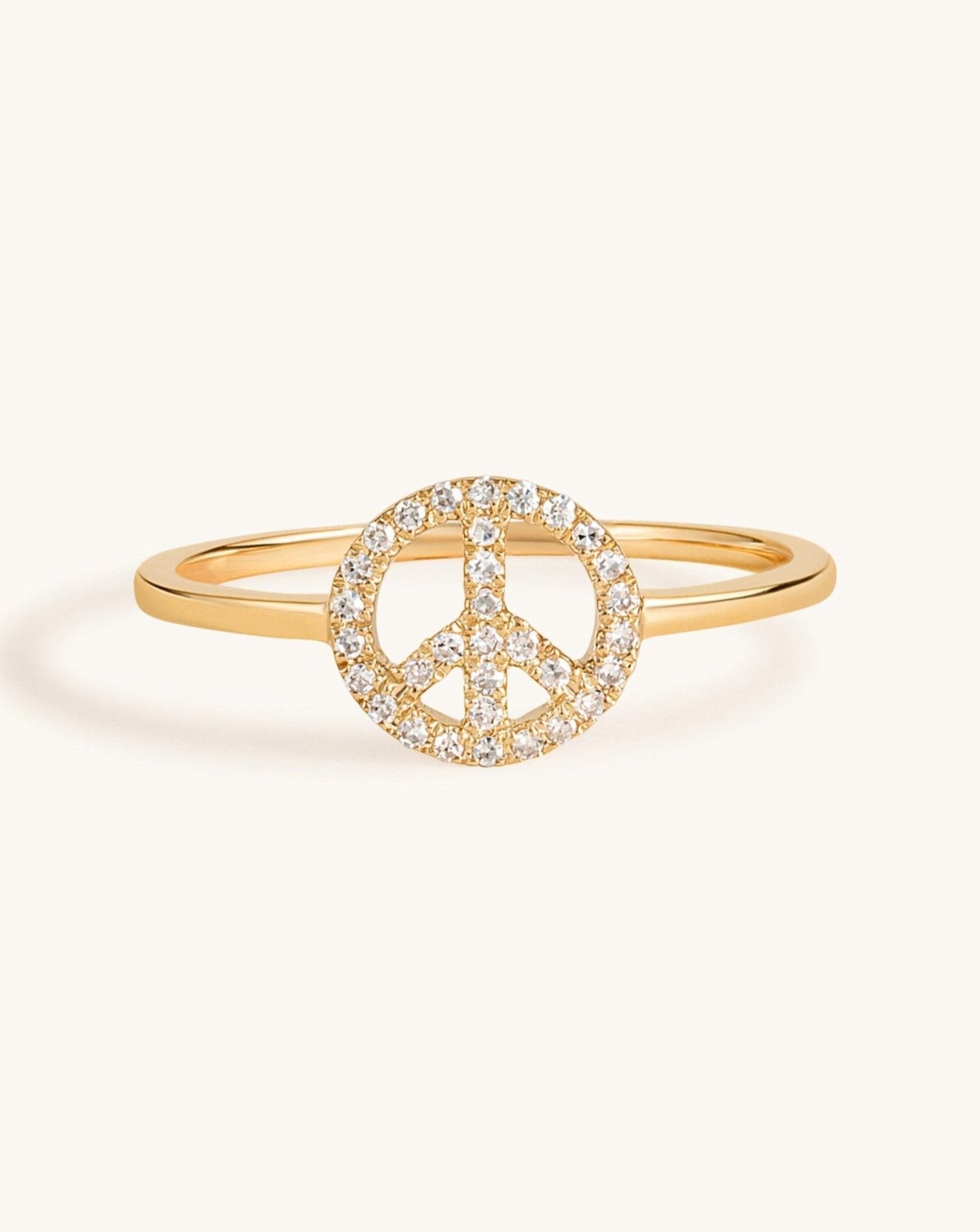 Small Diamond Peace Sign Ring - Sparkle Society